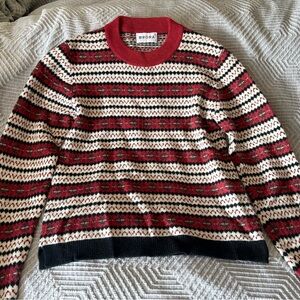 Brora Red & Cream Fair Isle 100% Cashmere Sweater